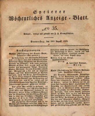 Speyerer wöchentliches Anzeige-Blatt Donnerstag 28. August 1823