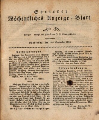 Speyerer wöchentliches Anzeige-Blatt Donnerstag 18. September 1823