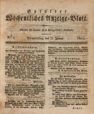 Speyerer wöchentliches Anzeige-Blatt Donnerstag 22. Januar 1824