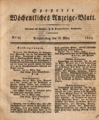 Speyerer wöchentliches Anzeige-Blatt Donnerstag 18. März 1824