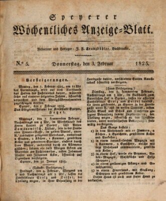 Speyerer wöchentliches Anzeige-Blatt Donnerstag 3. Februar 1825