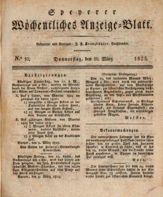 Speyerer wöchentliches Anzeige-Blatt Donnerstag 10. März 1825