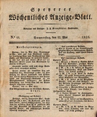 Speyerer wöchentliches Anzeige-Blatt Donnerstag 12. Mai 1825