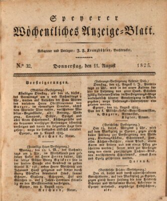 Speyerer wöchentliches Anzeige-Blatt Donnerstag 11. August 1825