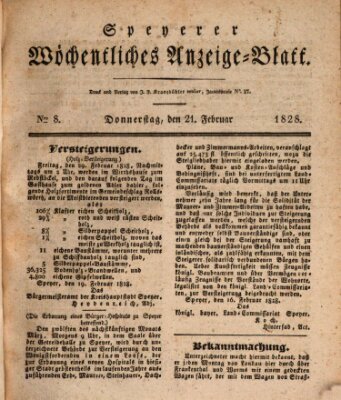 Speyerer wöchentliches Anzeige-Blatt Donnerstag 21. Februar 1828