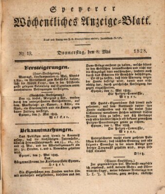 Speyerer wöchentliches Anzeige-Blatt Donnerstag 8. Mai 1828