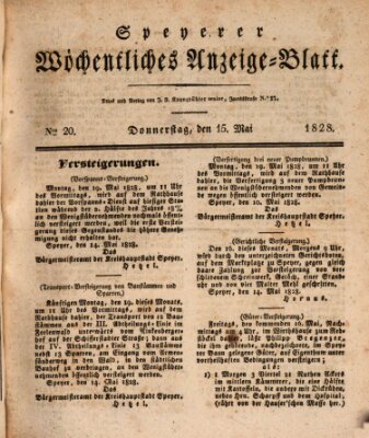 Speyerer wöchentliches Anzeige-Blatt Donnerstag 15. Mai 1828