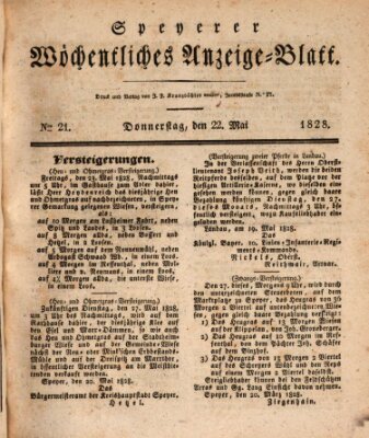 Speyerer wöchentliches Anzeige-Blatt Donnerstag 22. Mai 1828