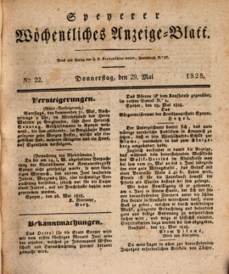 Speyerer wöchentliches Anzeige-Blatt Donnerstag 29. Mai 1828