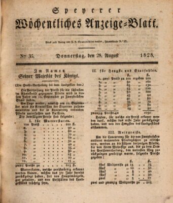 Speyerer wöchentliches Anzeige-Blatt Donnerstag 28. August 1828