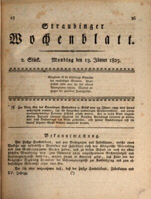 Straubinger Wochenblatt Montag 13. Januar 1823