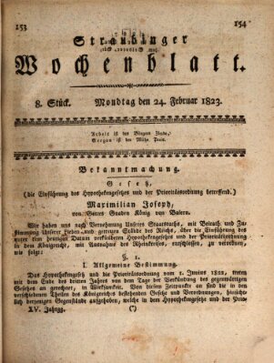 Straubinger Wochenblatt Montag 24. Februar 1823