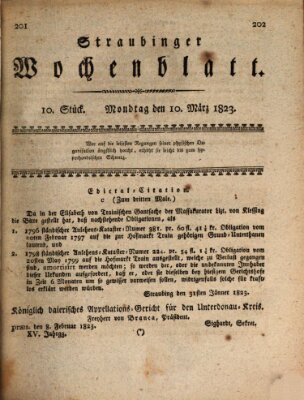 Straubinger Wochenblatt Montag 10. März 1823