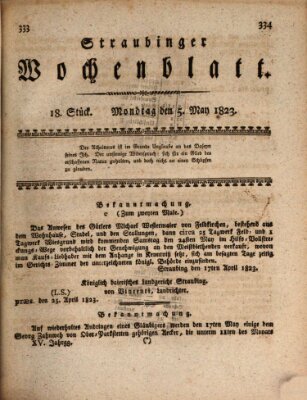 Straubinger Wochenblatt Montag 5. Mai 1823