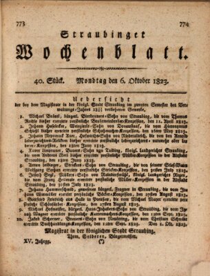 Straubinger Wochenblatt Montag 6. Oktober 1823