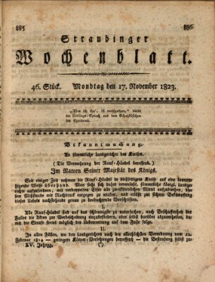 Straubinger Wochenblatt Montag 17. November 1823