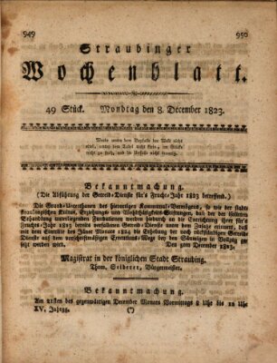 Straubinger Wochenblatt Montag 8. Dezember 1823