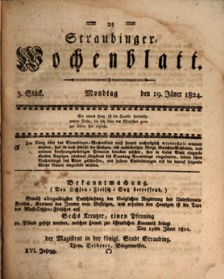 Straubinger Wochenblatt Montag 19. Januar 1824