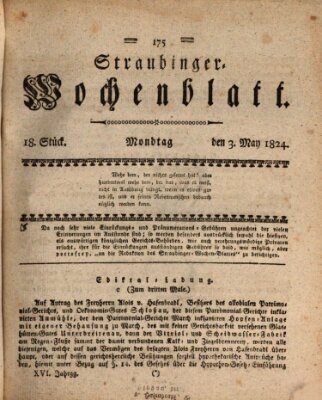 Straubinger Wochenblatt Montag 3. Mai 1824