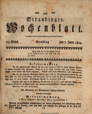 Straubinger Wochenblatt Montag 7. Juni 1824