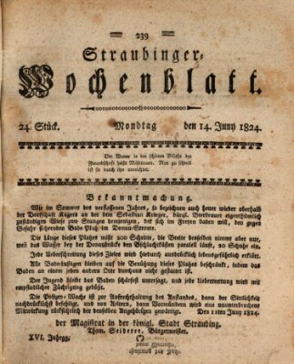 Straubinger Wochenblatt Montag 14. Juni 1824