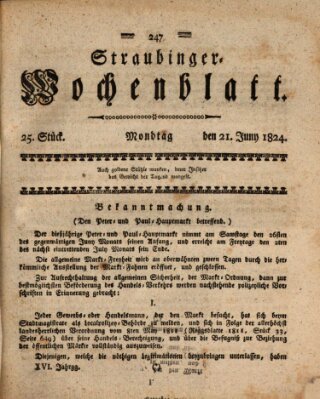 Straubinger Wochenblatt Montag 21. Juni 1824