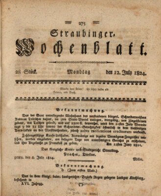 Straubinger Wochenblatt Montag 12. Juli 1824