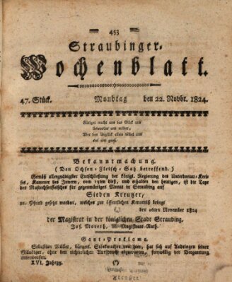 Straubinger Wochenblatt Montag 22. November 1824