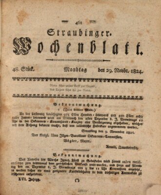 Straubinger Wochenblatt Montag 29. November 1824