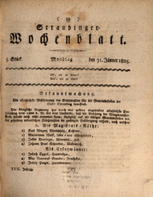 Straubinger Wochenblatt Montag 31. Januar 1825