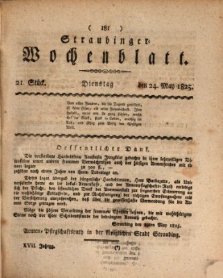 Straubinger Wochenblatt Dienstag 24. Mai 1825