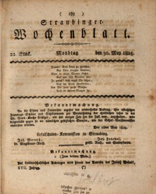 Straubinger Wochenblatt Montag 30. Mai 1825