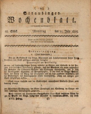 Straubinger Wochenblatt Montag 11. Juli 1825