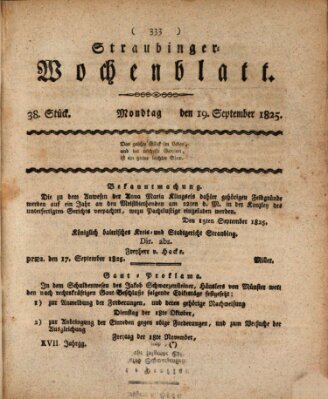 Straubinger Wochenblatt Montag 19. September 1825