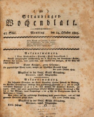 Straubinger Wochenblatt Montag 24. Oktober 1825