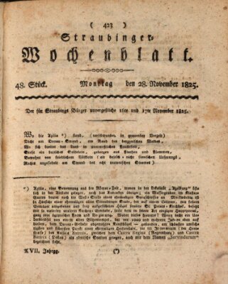 Straubinger Wochenblatt Montag 28. November 1825