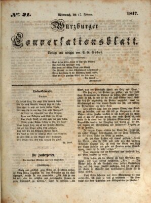 Würzburger Conversationsblatt Mittwoch 17. Februar 1847