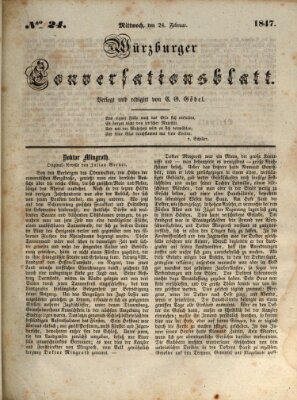 Würzburger Conversationsblatt Mittwoch 24. Februar 1847