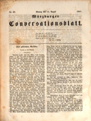 Würzburger Conversationsblatt Montag 16. August 1847