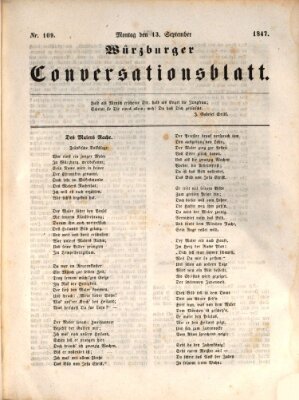 Würzburger Conversationsblatt Montag 13. September 1847