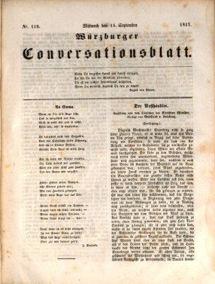 Würzburger Conversationsblatt Mittwoch 15. September 1847