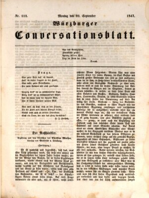 Würzburger Conversationsblatt Montag 20. September 1847