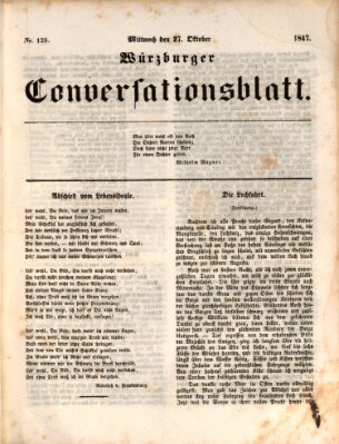 Würzburger Conversationsblatt Mittwoch 27. Oktober 1847