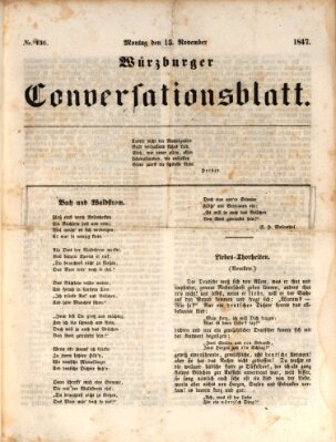 Würzburger Conversationsblatt Montag 15. November 1847