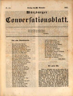 Würzburger Conversationsblatt Freitag 26. November 1847