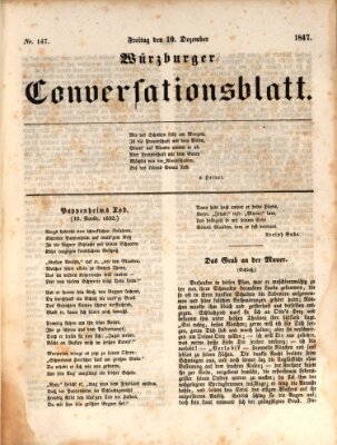 Würzburger Conversationsblatt Freitag 10. Dezember 1847