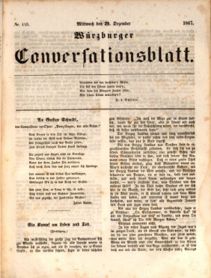 Würzburger Conversationsblatt Mittwoch 29. Dezember 1847