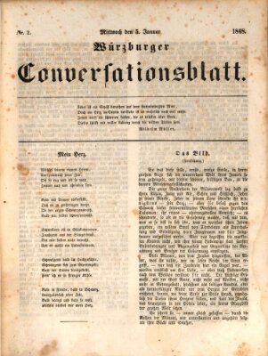 Würzburger Conversationsblatt Mittwoch 5. Januar 1848