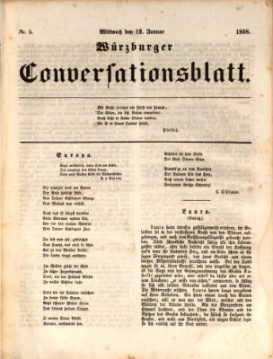 Würzburger Conversationsblatt Mittwoch 12. Januar 1848