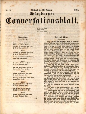 Würzburger Conversationsblatt Mittwoch 23. Februar 1848